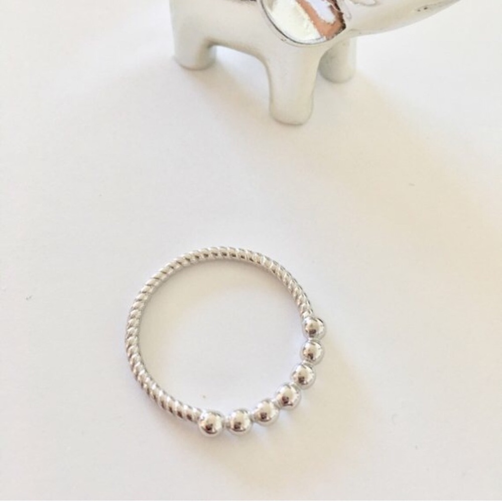 Dainty Stackable Sterling Silver 7 Bead Ring